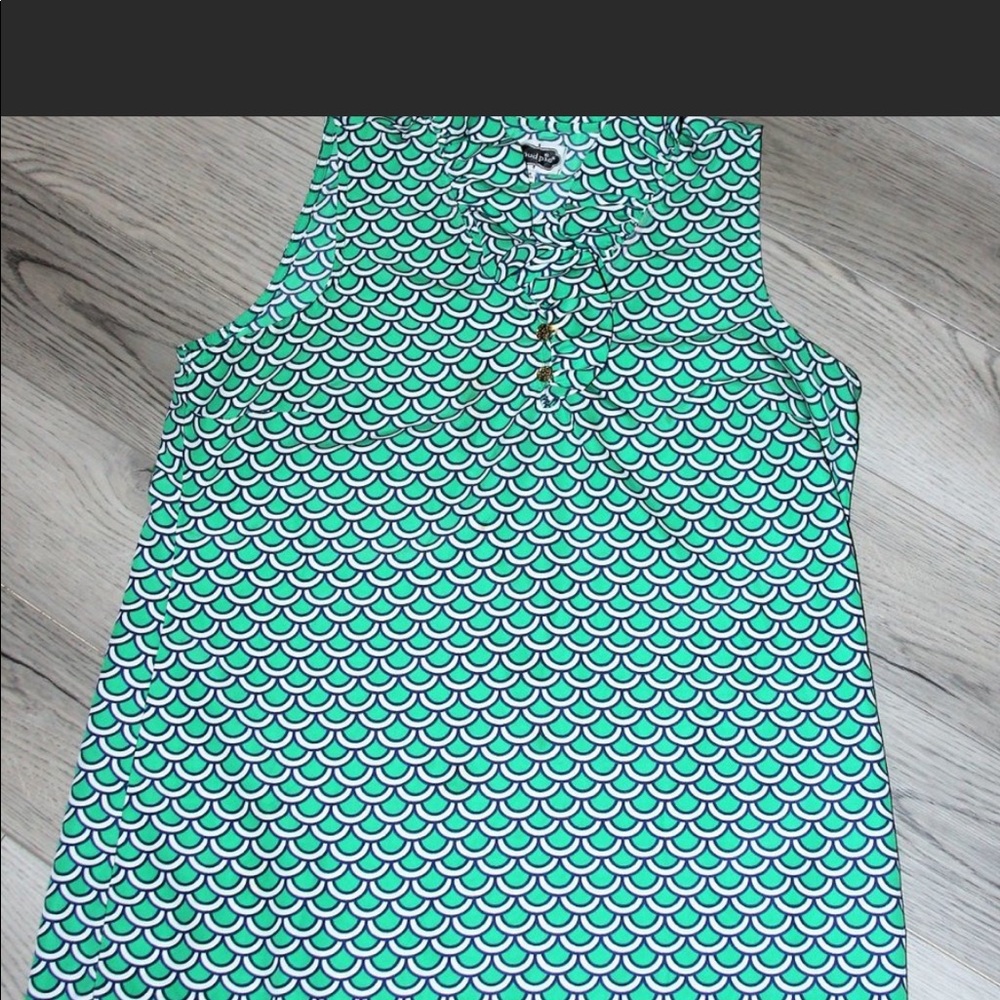 Mud Pie Blouse sz m green & white